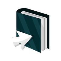 ebook cliquez sur lire la littérature éducation en ligne icône isolé ombre vecteur