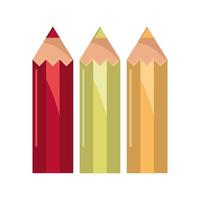 Crayons de couleur dessin approvisionnement étude école éducation icône isolé vecteur