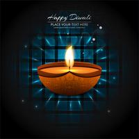 Joyeux diwali diya illustration de fond de festival de lampe à huile vecteur