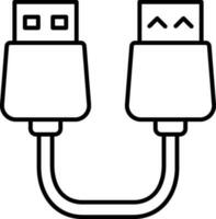 ligne art deux côté USB câble icône dans plat style. vecteur