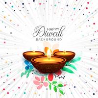 Joyeux diwali diya illustration de fond de festival de lampe à huile vecteur