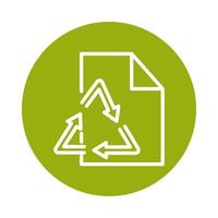 Recycler le papier écologie alternative énergie durable icône de style de ligne de bloc vecteur