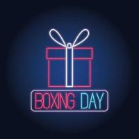 néons de vente de boxe avec cadeau vecteur