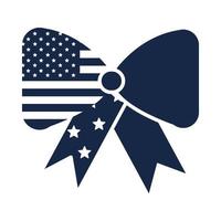 drapeau de jour commémoratif en forme d'arc décoration icône de style silhouette célébration américaine vecteur