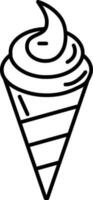 la glace crème cône icône dans mince ligne art. vecteur