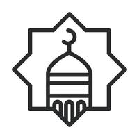 mosquée lune temple ramadan arabe célébration islamique icône de style de ligne vecteur