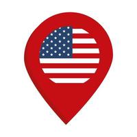 drapeau de pointeur de lieu du jour du souvenir icône de style plat célébration américaine vecteur