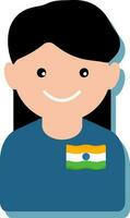 content fille portant Indien drapeau T-shirt coloré icône. vecteur