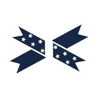 memorial day ruban étoiles ornement américain célébration silhouette style icône vecteur