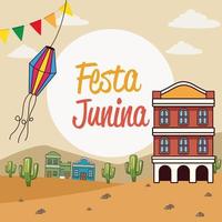 carte postale festa junina vecteur