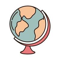 éducation scolaire globe géographie carte ligne d'approvisionnement et icône de style de remplissage vecteur