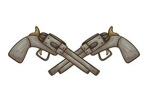 griffonnage illustration de deux franchi cow-boy revolvers. vecteur