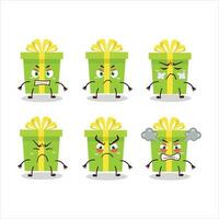 vert Noël cadeau dessin animé personnage avec divers en colère expressions vecteur