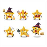 Halloween expression émoticônes avec dessin animé personnage de Nouveau Jaune étoiles vecteur