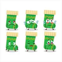 vert Noël chaussettes dessin animé personnage avec triste expression vecteur