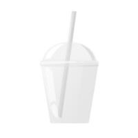 Plastique tasse avec dôme casquette et cocktail tube. pour Milk-shake et limonade, jus, thé et smoothie. vecteur illustration