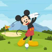 mignonne Souris en jouant le golf concept vecteur