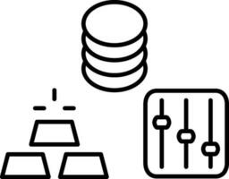 financier argent et or réglage icône dans ligne art. vecteur