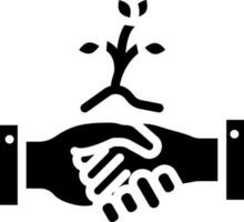 main secouer avec plante icône dans noir et blanc couleur. vecteur