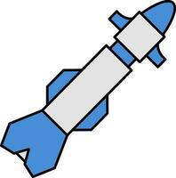 isolé missile icône dans bleu et gris couleur. vecteur