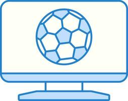 Football dans moniteur écran pour vivre Football rencontre bleu et blanc icône. vecteur
