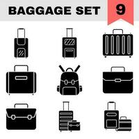 ensemble de bagages icône dans glyphe style. vecteur