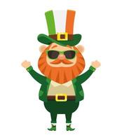 Personnage de lutin de saint patrick avec des lunettes de soleil vecteur