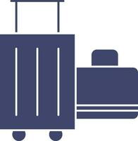 plat style bagage sac icône dans bleu et blanc couleur. vecteur