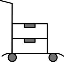 illustration de pousser Chariot avec des boites ou Sacs icône dans plat style. vecteur