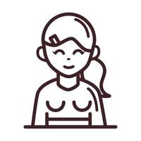 avatar femme personnage féminin portrait dessin animé icône de style de ligne vecteur