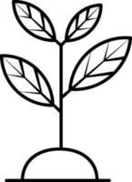 plat style plante icône dans ligne art. vecteur