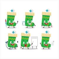 médecin profession émoticône avec vert Noël chaussettes dessin animé personnage vecteur