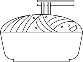 nouille ou ramen icône dans noir ligne art. vecteur