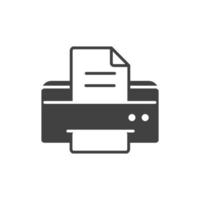 Matériel de bureau silhouette de fourniture d'imprimante papier sur fond blanc