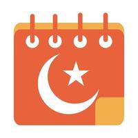 calendrier musulman ramadan arabe célébration islamique ton icône de couleur vecteur