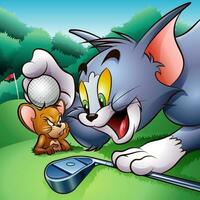 chat et Souris en jouant le golf concept vecteur