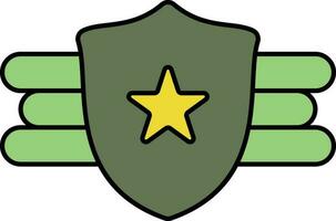 militaire étoile badge icône dans vert et Jaune couleur. vecteur