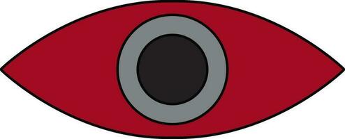 rouge et gris œil lentille dans noir ligne art. vecteur