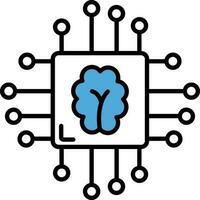 artificiel intelligence ou cerveau puce icône dans bleu et blanc couleur. vecteur