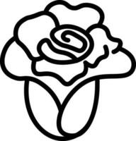 noir ligne art Rose fleur icône dans plat style. vecteur