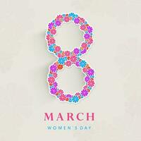 content aux femmes journée Contexte avec floral décoré texte 8 mars. vecteur