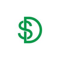 lettre ds argent dollar vert logo vecteur