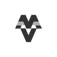 lettre mv rayures géométrique logo vecteur