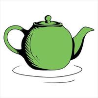 style de dessin animé de cérémonie du thé théière vecteur