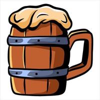 mug en bois tasse à alcool bar style de dessin animé de taverne vecteur