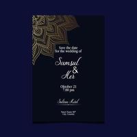 fond orné de mandala or de luxe pour invitation de mariage vecteur