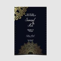 fond orné de mandala or de luxe pour invitation de mariage vecteur