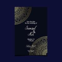 fond orné de mandala or de luxe pour invitation de mariage vecteur