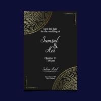 fond orné de mandala or de luxe pour invitation de mariage vecteur