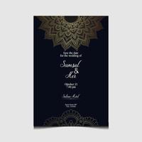 fond orné de mandala or de luxe pour invitation de mariage vecteur